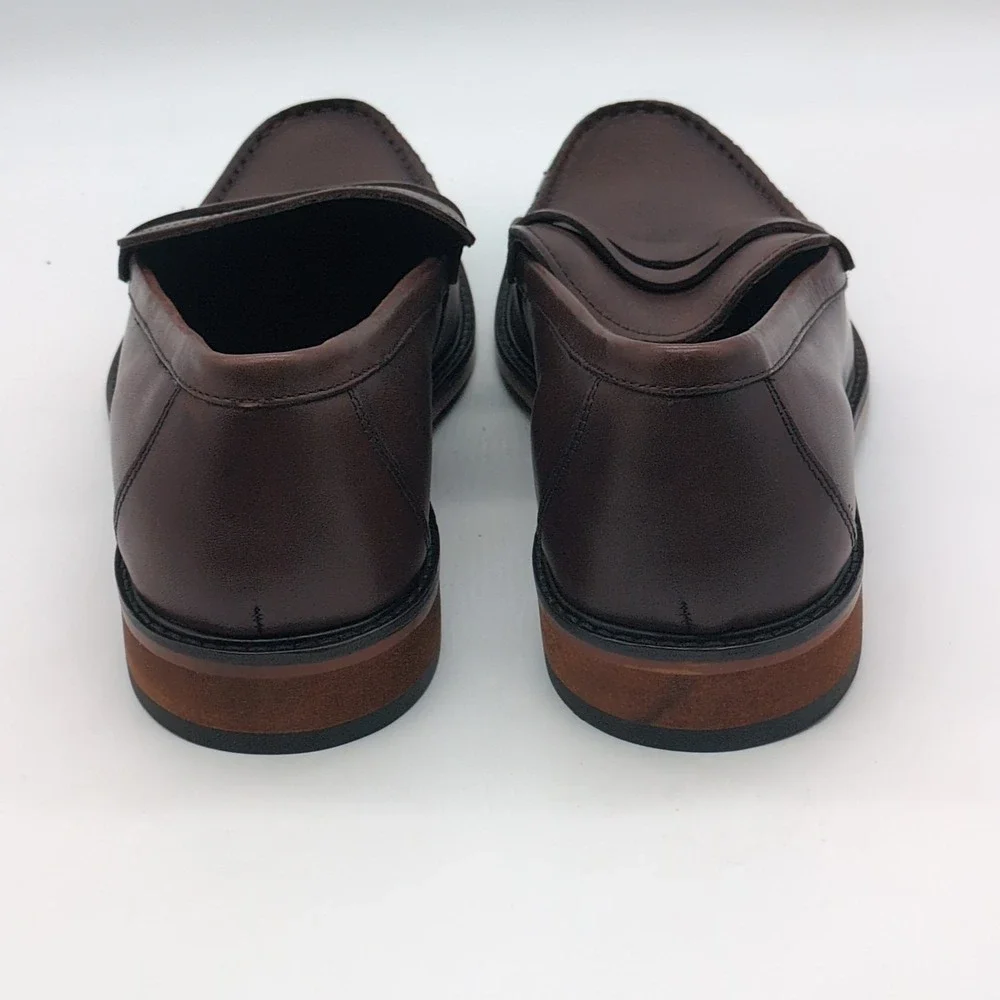 Lands End Shoes Mens Brown 9.5 Leather Dress Loafers Slip On Professional 488823